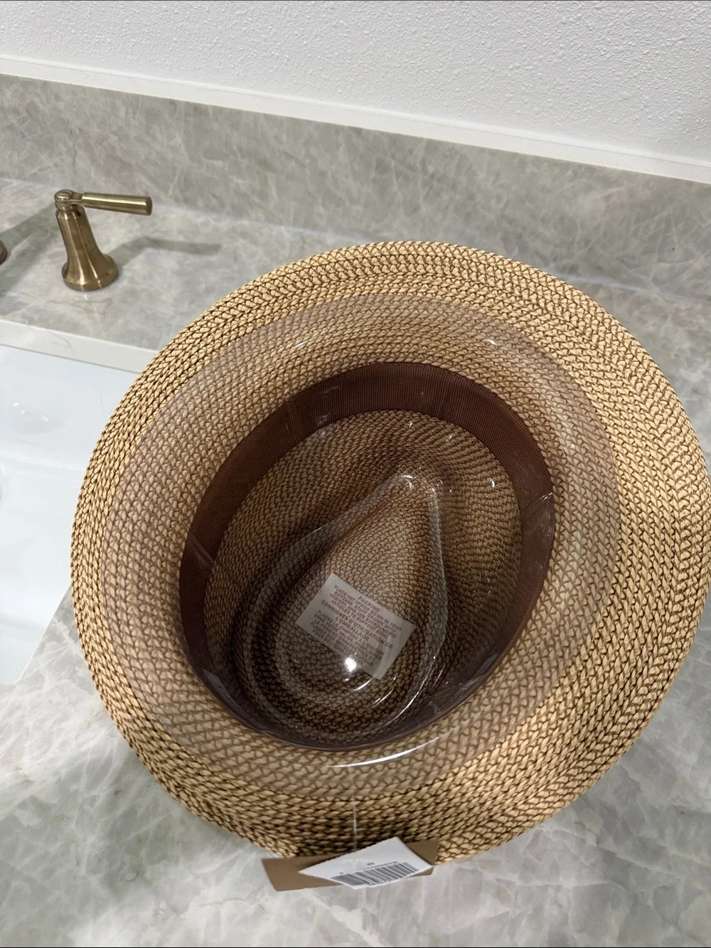 Eric Javits Natural Straw Fedora with White Band